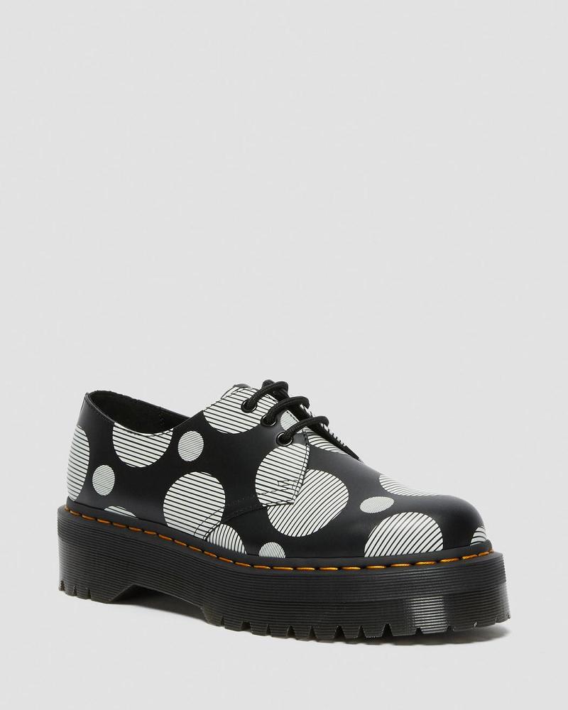 Black Men\'s Dr Martens 1461 Polka Dot Smooth Leather Platform Shoes | CA 621HAP